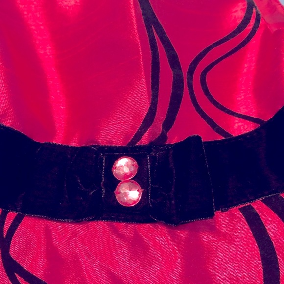 Jona Michelle Girls Fancy Dress Dark Pink/Black Size 3 Tie Belt Button Back - Picture 2 of 6